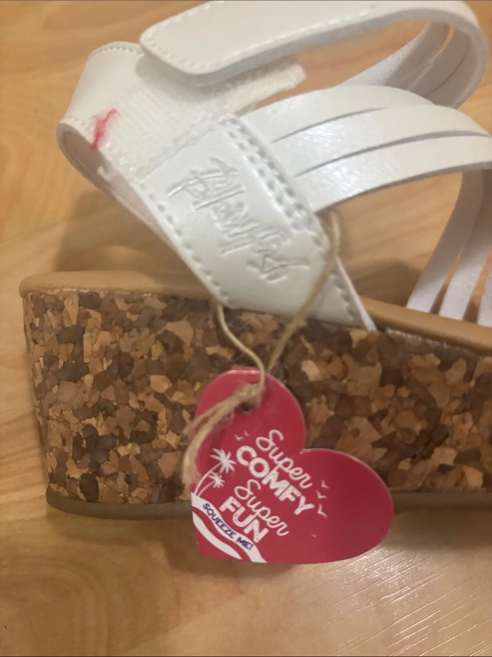 White Strappy Cork Wedge Sandals Girls